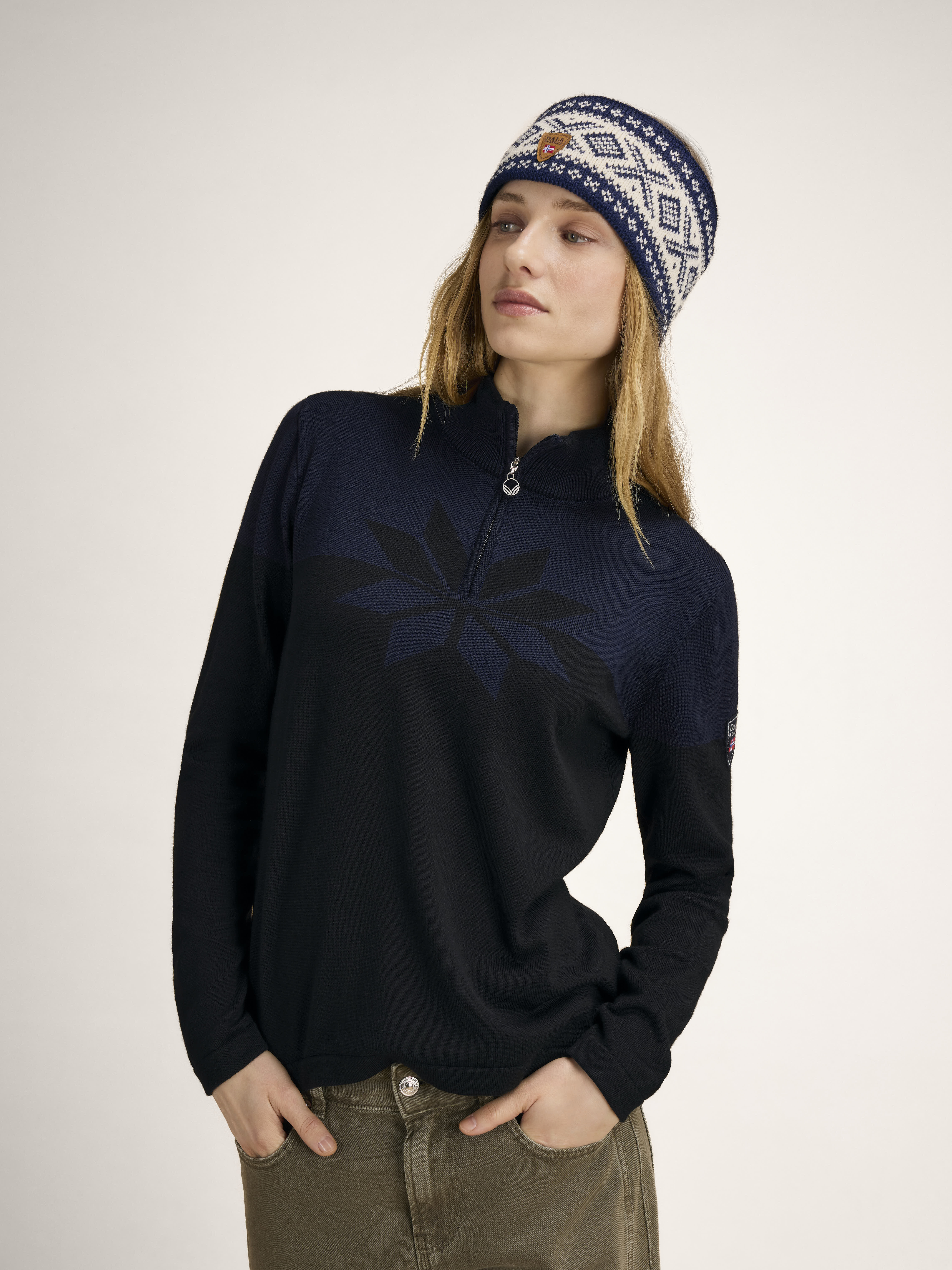 Cortina 1956 Headband - Norwegian Wool Navy White