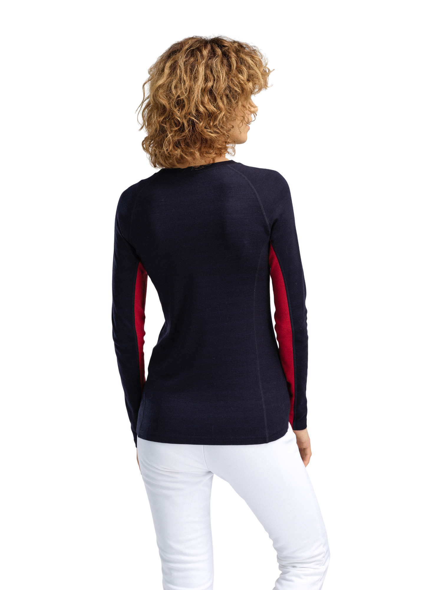 Aksla Women's Crew neck Baselayer Navy Red OffWhite