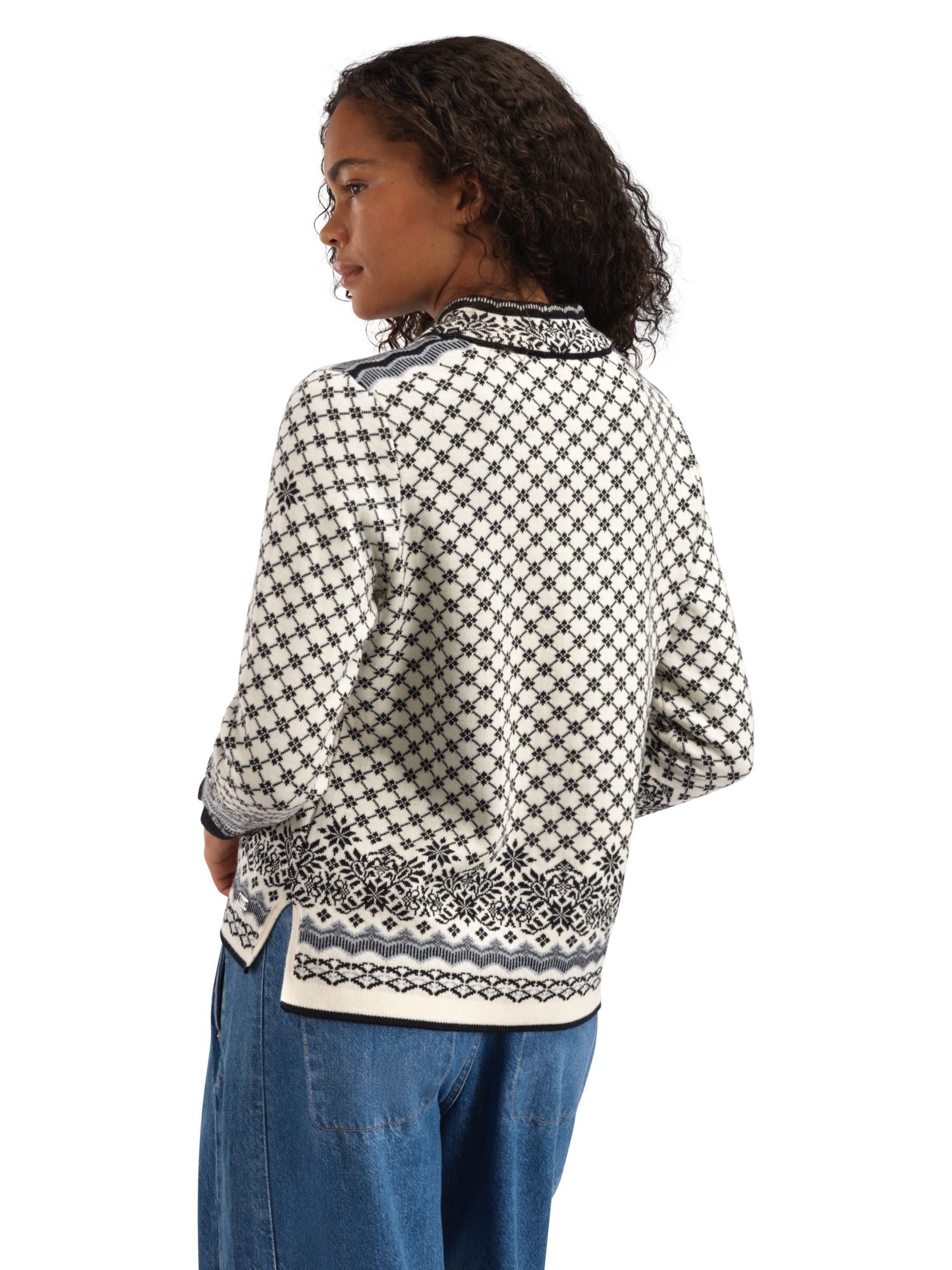 Solfrid Women’s Jacket - Merino Wool Offwhite Black Schiefer Grau