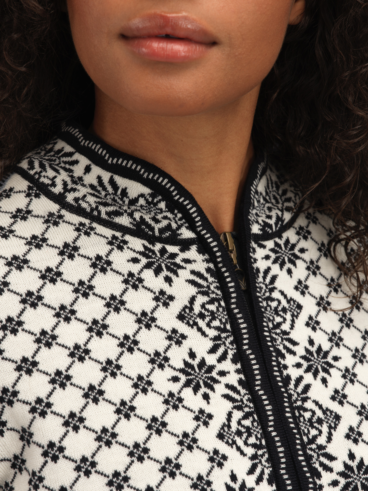 Solfrid Women’s Jacket - Merino Wool Offwhite Black Schiefer Grau