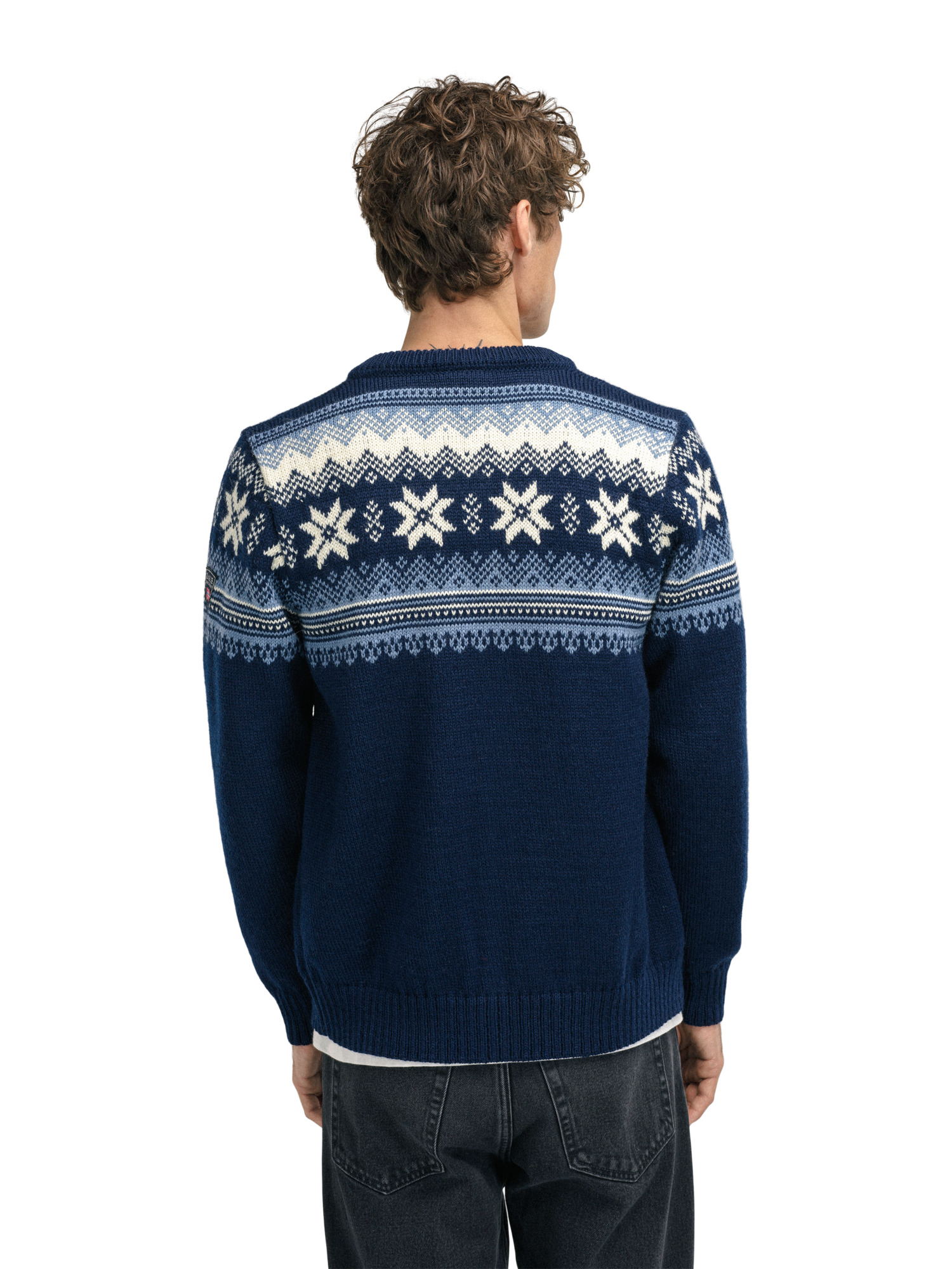 Veafjord Men's Jacket - Norwegian Wool Navy Blue Shadow Cream