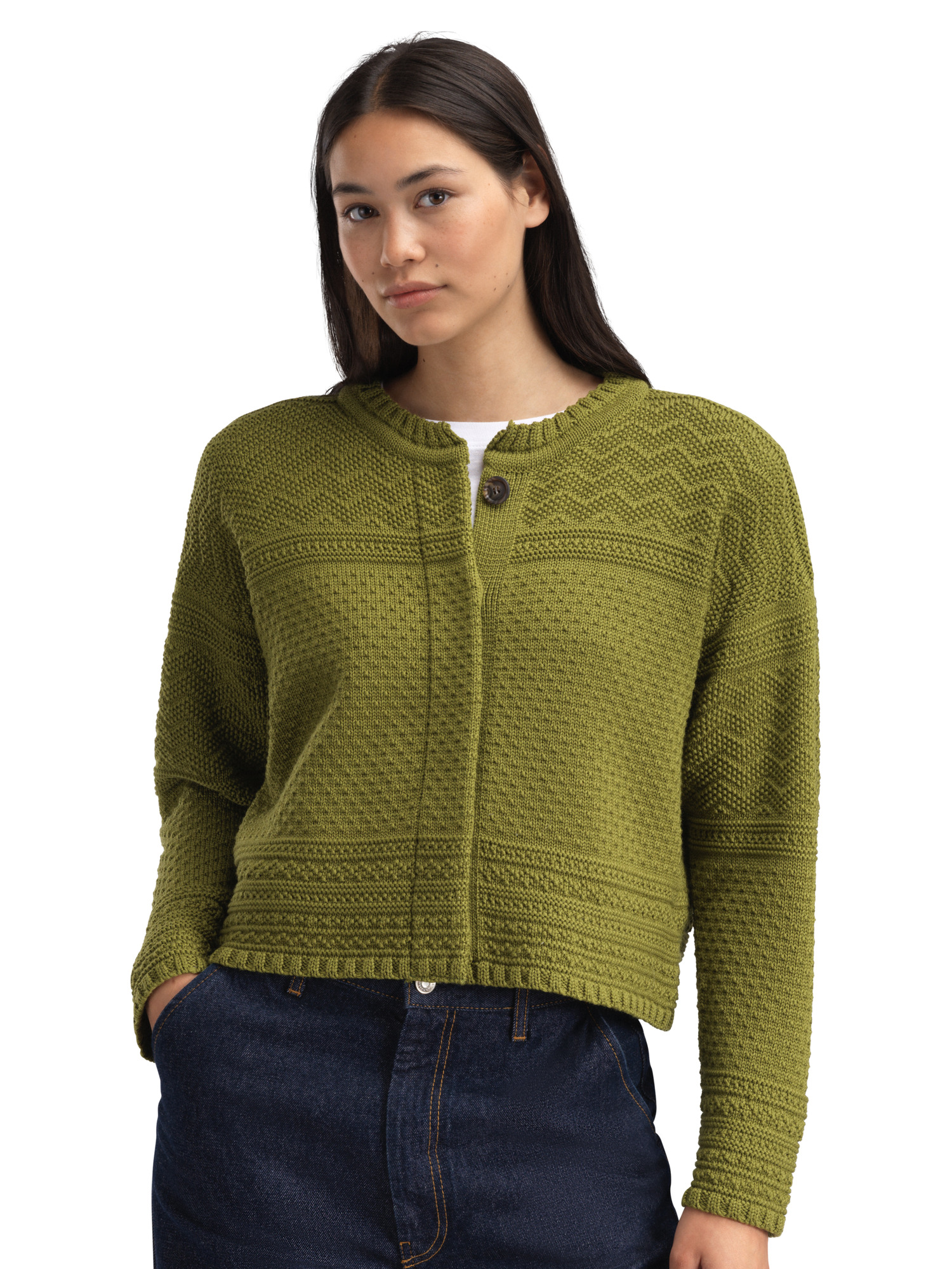 Lusa Women's Cardigan - Norwegian Wool Alum Green