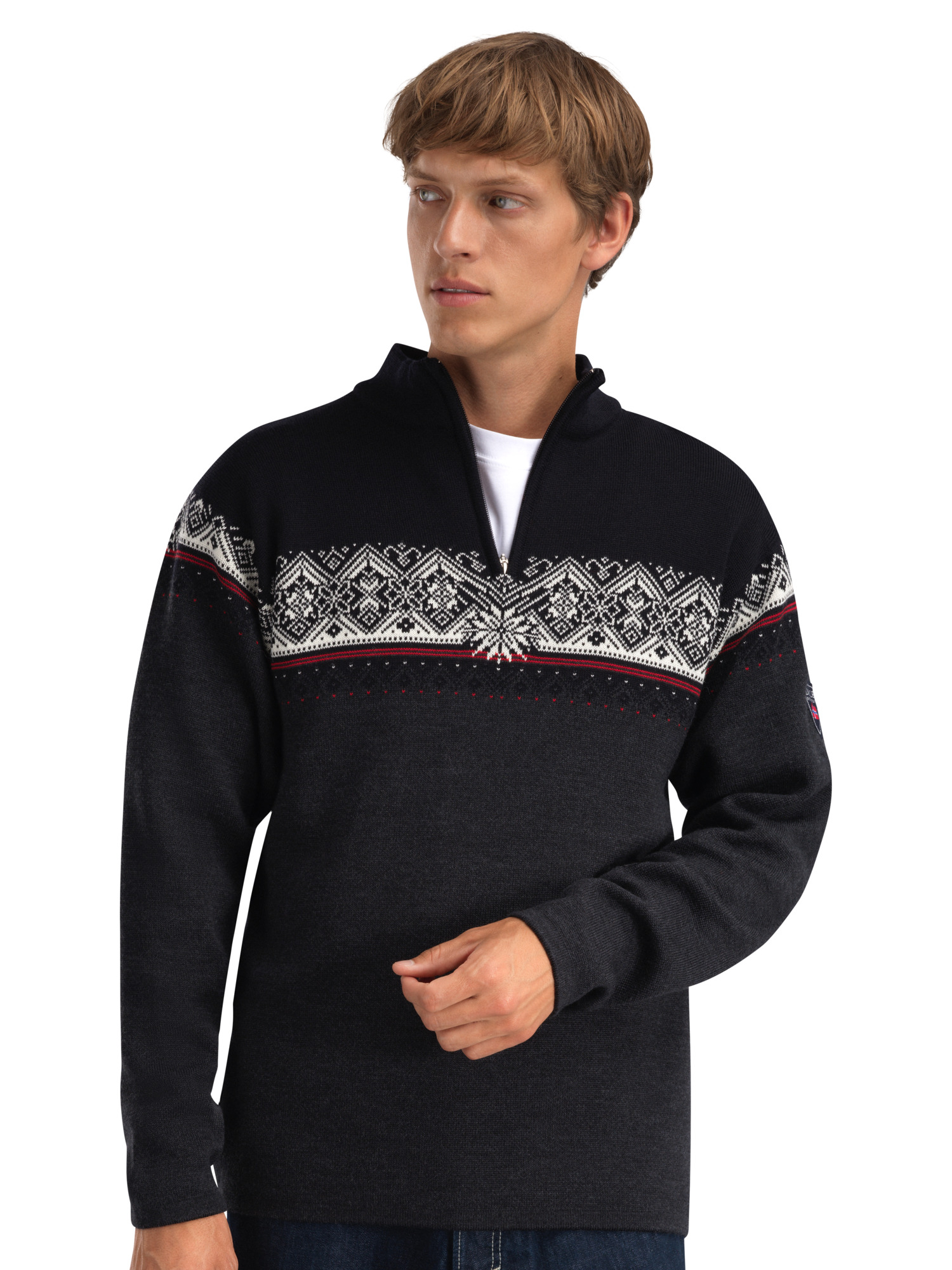 Moritz Men’s Sweater - Merino Wool Darkcharcoal Raspberry Black