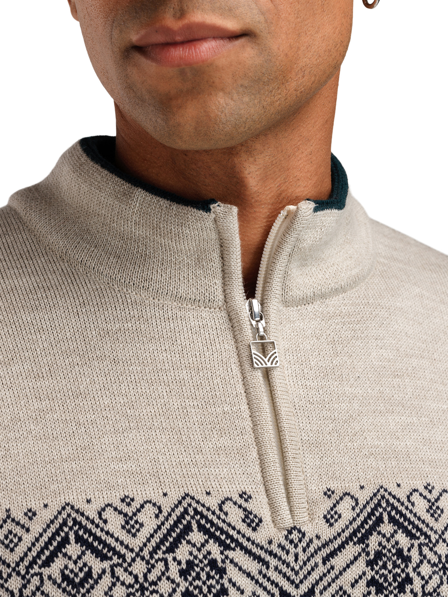 Moritz Men’s Sweater - Merino Wool Pinegreen Sand