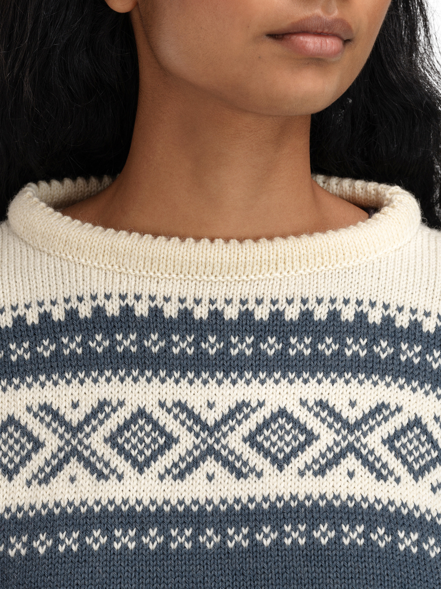 Cortina 1956 Sweater - Norwegian Wool Steel Offwhite