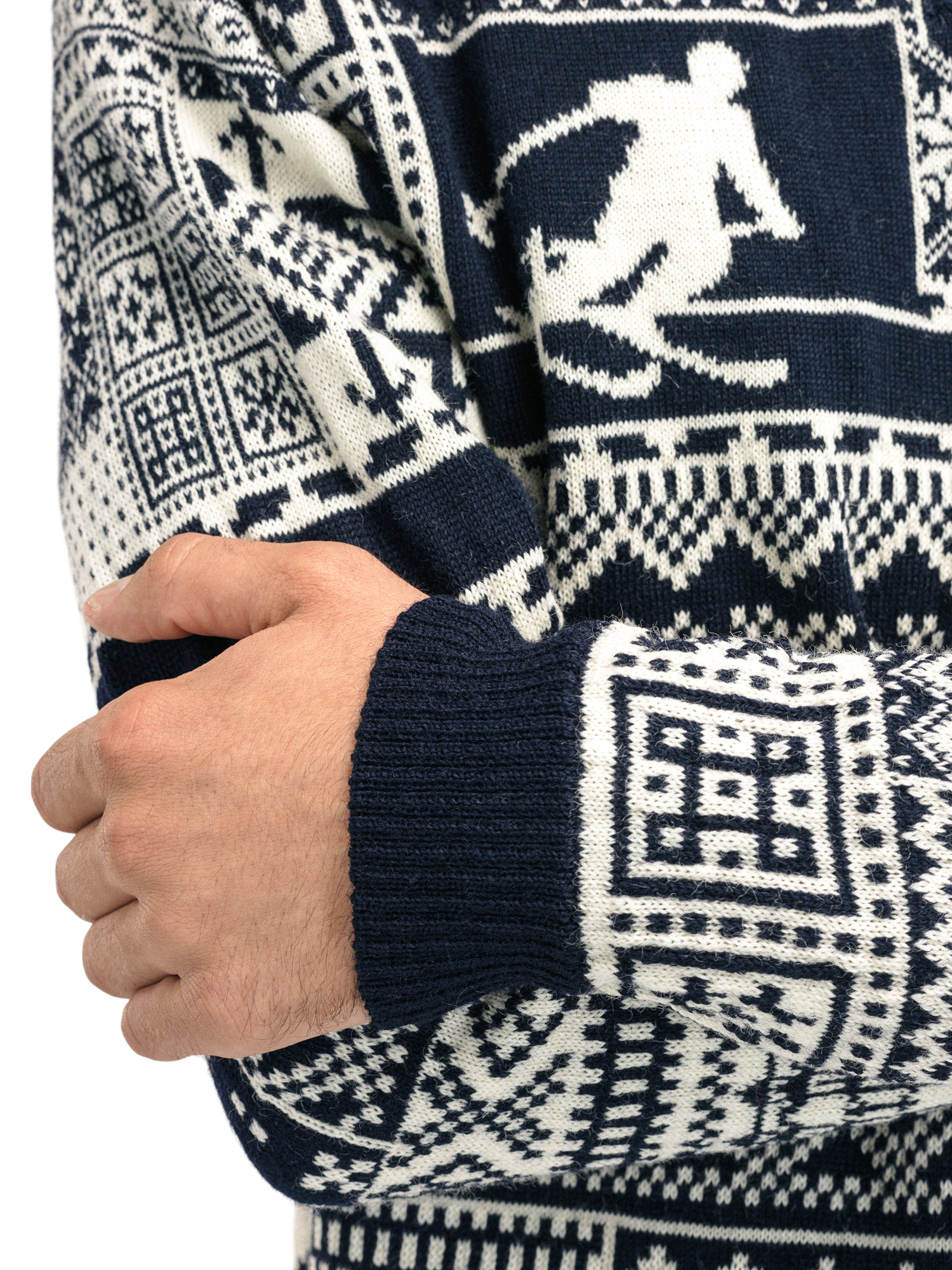 History Sweater - Norwegian Wool Navy Offwhite Raspberry