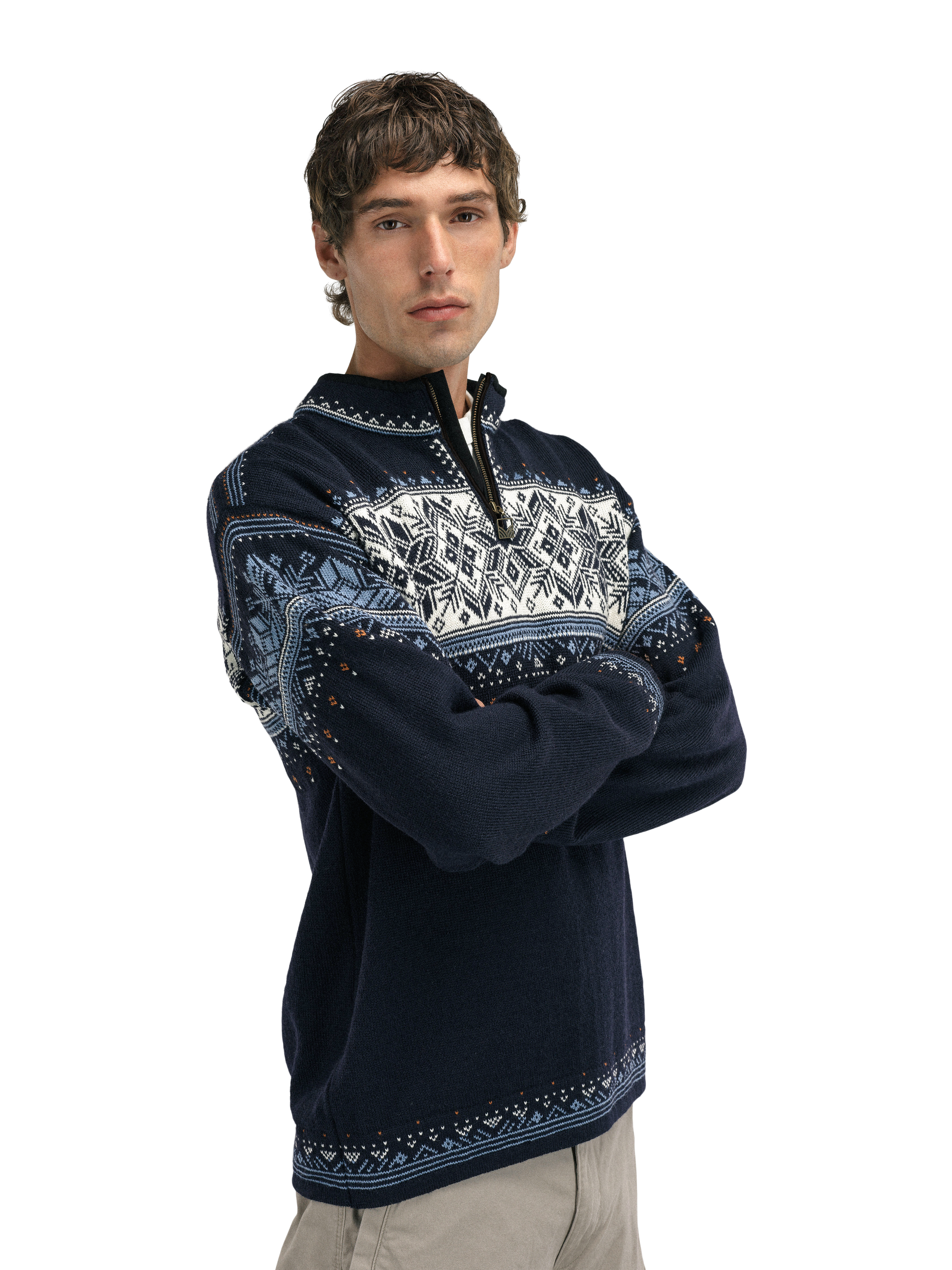 Blyfjell Men's Knit Sweater Midnavy Blushad Offwhite Coppe