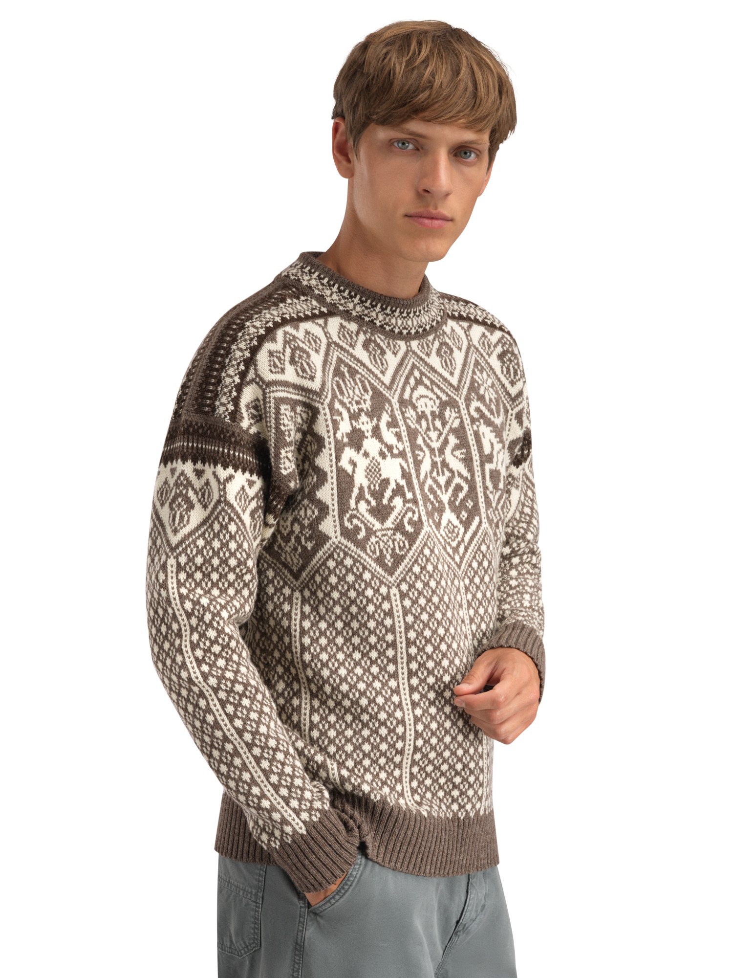 1994 Lillehammer wool sweater unisex Nutmeg Nat.white Coffee