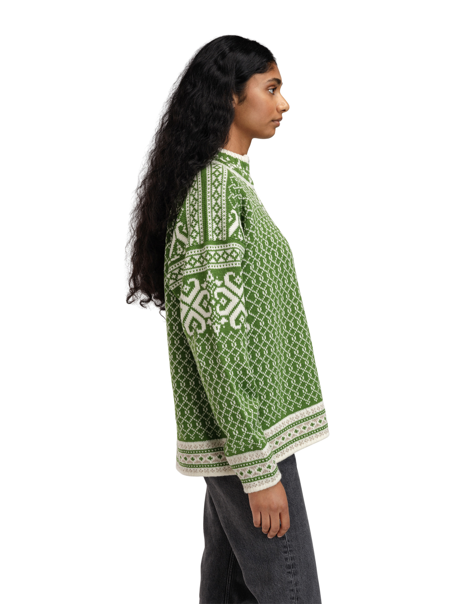 Leknes Women's Sweater Springgreen Offwhite Sand Mel