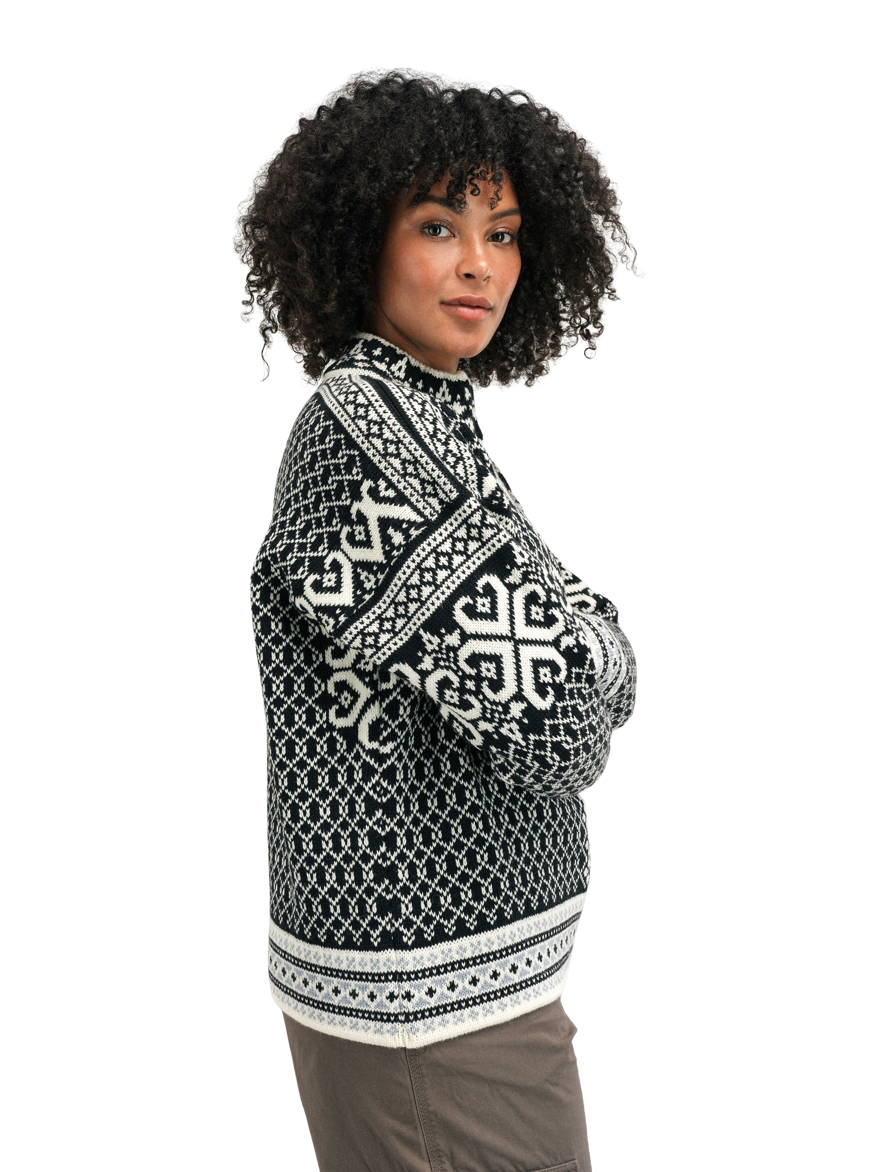 Leknes Women's Sweater Coffee Offwhite Metal