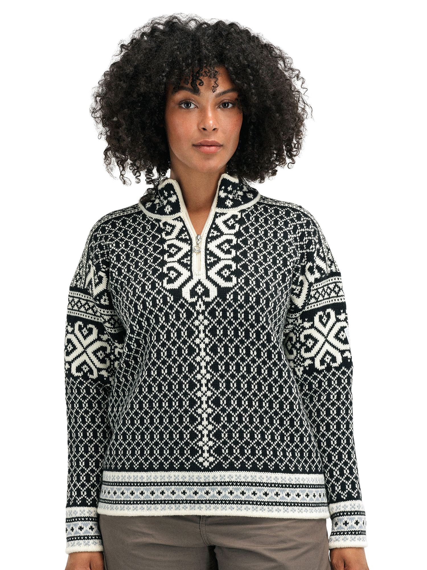 Leknes Women's Sweater Coffee Offwhite Metal