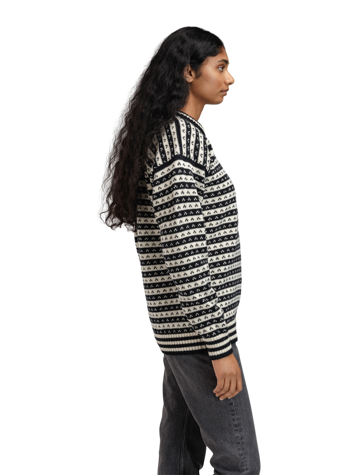 Skipsleia Unisex Sweater - Norwegian Wool Black Offwhite