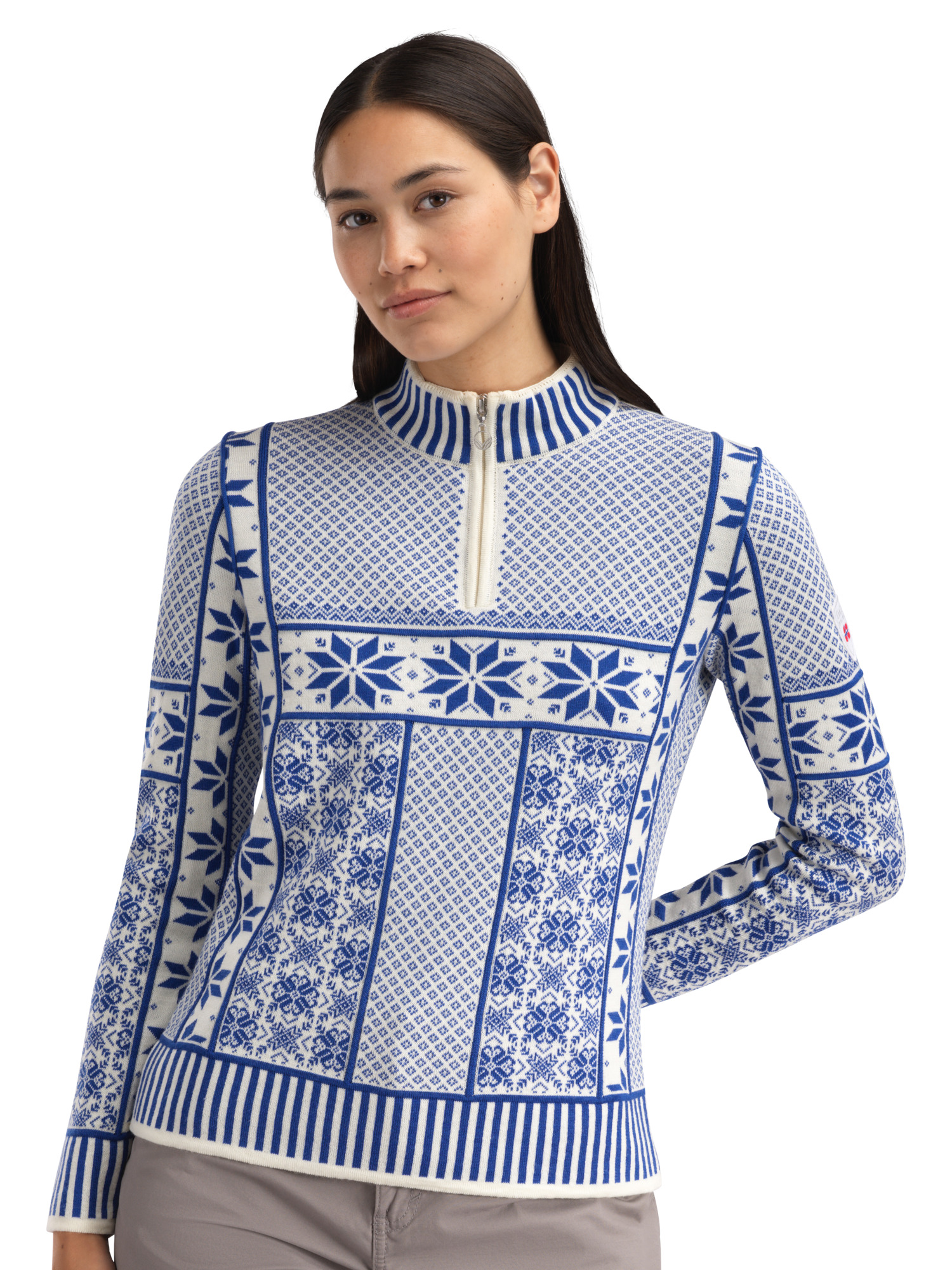 Vardåsen Women's Sweater Offwhite Ultramarine