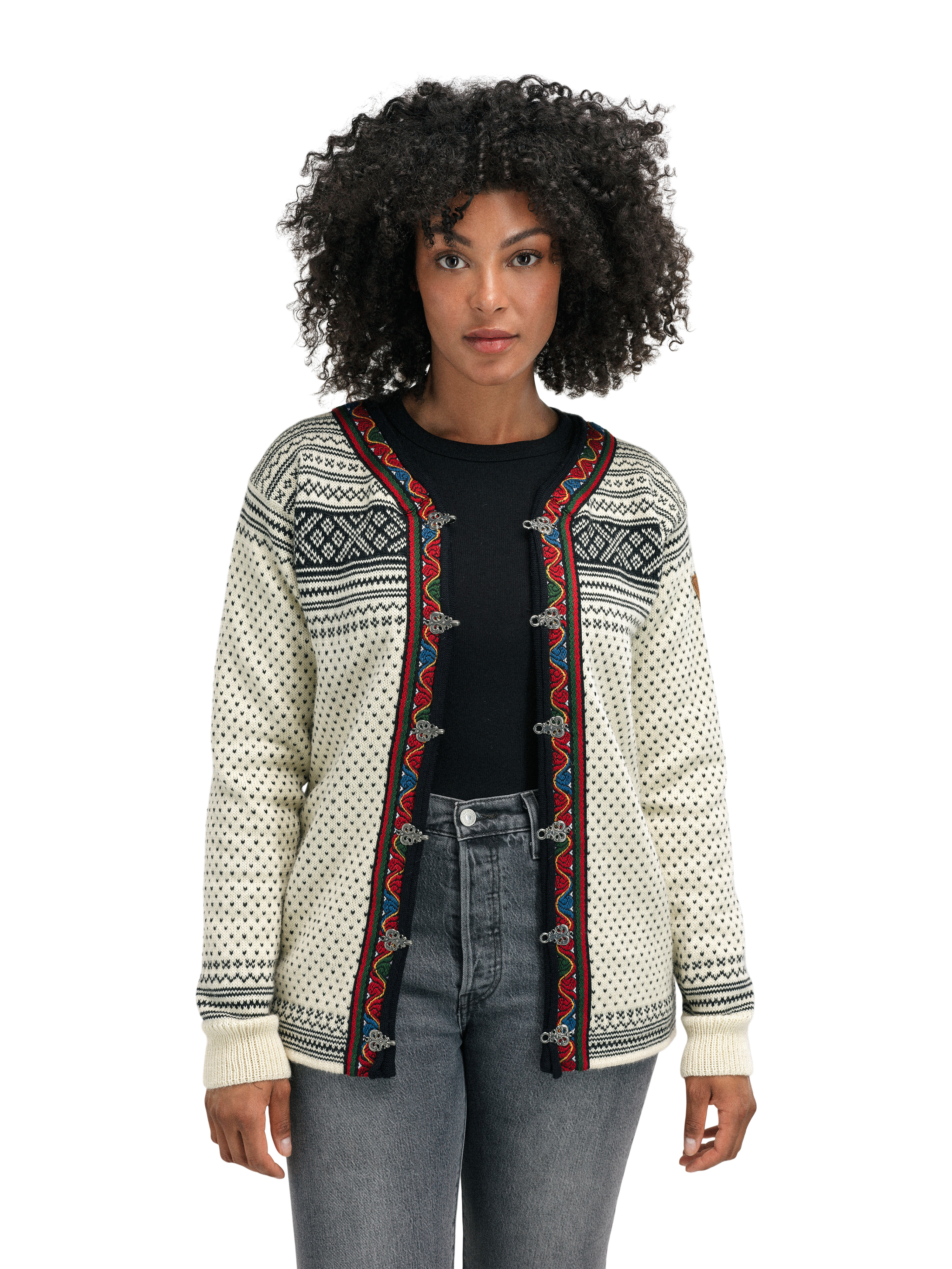 Setesdal Lusekofte Jacket - Norwegian Wool  Offwhite Black